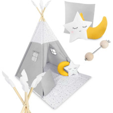 Ricokids Namiot tipi dla dzieci z matą, Nukido, 116x116x165 cm, jasny szary