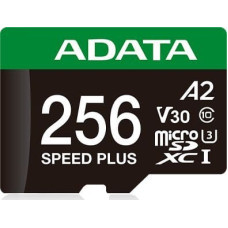 Adata Karta ADATA ADATA MicroSDXC karta 256GB Speed Plus, U3, C10, A2, V30 (R:180/W:160 MB/s) + SD adaptér