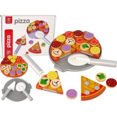 Leantoys Zestaw Pizza Drewniana Układanka Rzepy Akcesoria LEAN Toys