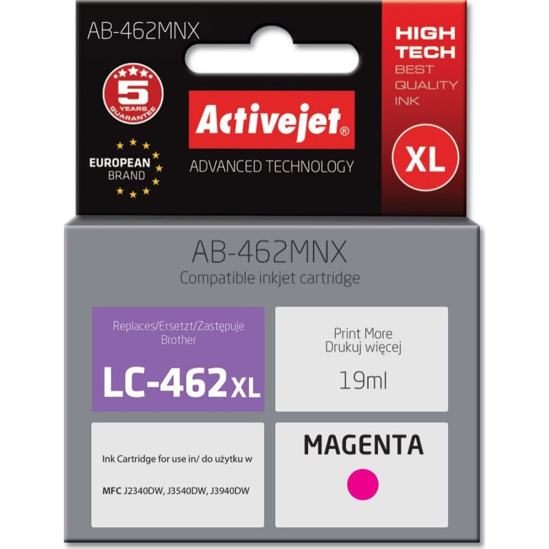 Activejet AB-462MNX Tusz (zamiennik Brother LC-462XLM; Supreme; 19 ml; czerwony).