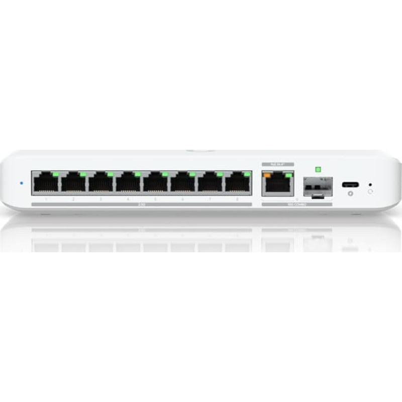 Ubiquiti FLEX 2.5G FLEXIBLE, 8-PORT 2.5 GBE SWITCH WITH A 10 GBE RJ45/SFP+ COMBINATION UPLINK PORT THAT CAN BE POWERED WITH A USB-C OR POE+ ADAPTER