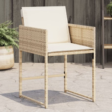 Vidaxl VidaXL Patio Chairs with Cushions 4 pcs Beige Poly Rattan