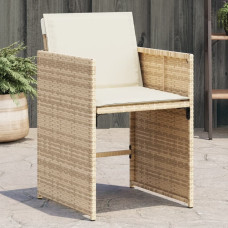 Vidaxl VidaXL Patio Chairs with Cushions 4 pcs Beige Poly Rattan