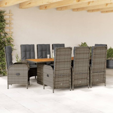 Vidaxl VidaXL 9 Piece Patio Dining Set with Cushions Gray Poly Rattan