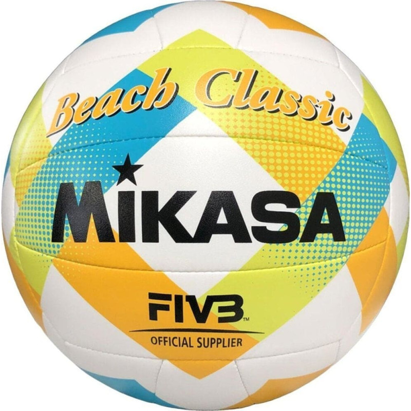 Mikasa Piłka siatkowa plażowa Mikasa Beach Classic biało-żółto-niebieska BV543C-VXA-LG 5