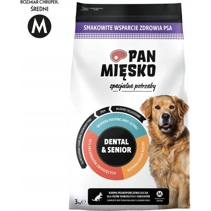 Pan Mięsko PAN MIĘSKO Specjalne potrzeby Dental & Senior (senior) chrupki M - Karma sucha dla psa - 3kg