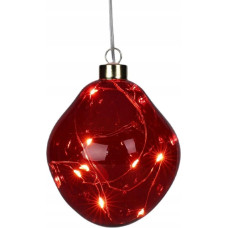 Christmas Decoration BOMBKA FORMÓWKA SZKLANA KROPLA LED 10CM RED