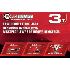 Forcekraft Podnośnik hydrauliczny niskoprofilowy żaba 3t z obrotową rączką