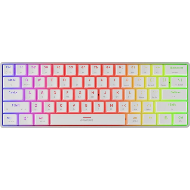 Genesis Klawiatura Genesis ML KLAWIATURA DLA GRACZY GENESIS THOR 660 G2 US WHITE BEZPRZEWODOWA RGB MECHANICZNA GATERON RED