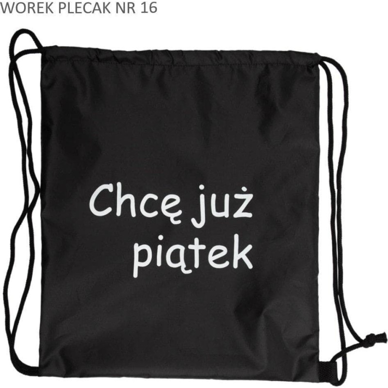 Pajacyk Worek plecak czarny Chcę już piątek