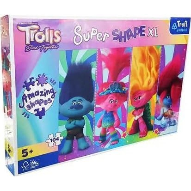 Trefl Puzzle 104 Super Shape XL Zabawy z Trollami TREFL