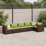 Vidaxl VidaXL 6 Piece Patio Lounge Set with Cushions Brown Poly Rattan