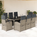 Vidaxl VidaXL 9 Piece Patio Dining Set with Cushions Gray Poly Rattan