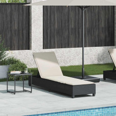 Vidaxl Leżak z poduszkami Czarny 55x200x25,5cm Polirattan Lumarko! Lumarko!