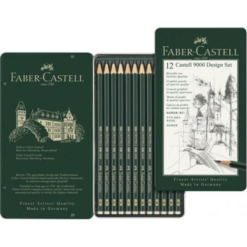 Faber-Castell Ołówek Castell 9000 Design 12 Sztuk Opakowanie Metalowe Faber-Castell (119064 FC)