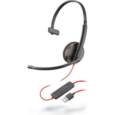 Poly Blackwire C3210 Headset Wired Head-band Calls/Music USB Type-A Black, Red