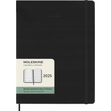 Moleskine Kalendarz tygodniowy MOLESKINE 2025, 12M, XL, twarda oprawa, 19x25cm, czarny