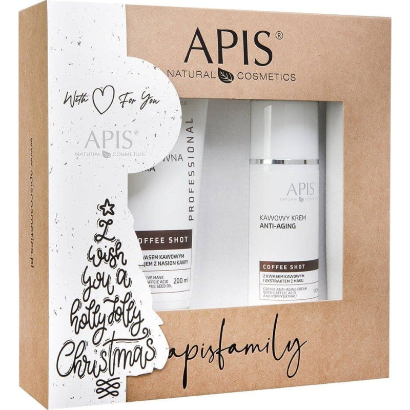 Apis Apis Coffee Shot zestaw bioaktywna maska z kwasem kawowym 200ml + kawowy krem anti-aging 100ml