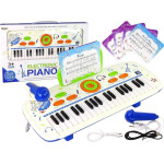 Leantoys Elektryczne Pianino Keyboard Dla Dzieci Niebieski Nuty USB MP3 LEAN Toys