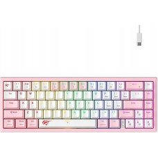 Havit Klawiatura mechaniczna gamingowa HAVIT KB874L RGB (różowo-biała)