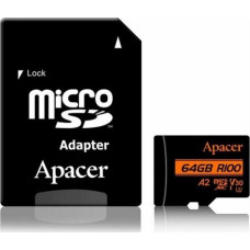 Apacer Karta Apacer R100 MicroSDXC 64 GB Class 10 UHS-I/U3 V30 (AP64GMCSX10U8-R)