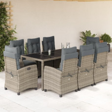 Vidaxl VidaXL 9 Piece Patio Dining Set with Cushions Gray Poly Rattan