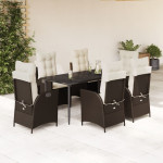 Vidaxl VidaXL 7 Piece Patio Dining Set with Cushions Brown Poly Rattan