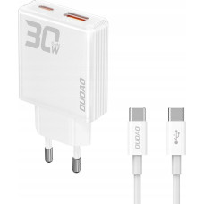 Dudao Ładowarka Dudao Ładowarka sieciowa GaN Dudao A30EUT 30W USB-A / USB-C + kabel USB-C - USB-C - biała