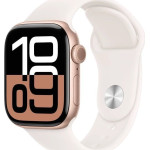 Apple Smartwatch Apple Watch Series 10 GPS + Cellular, koperta 42 mm z aluminium w kolorze róowego zota z paskiem sportowym w kolorze agodnego róu - rozmiar M/L