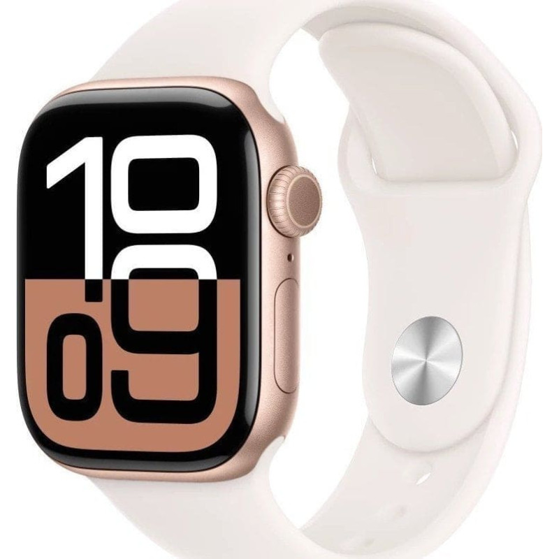 Apple Smartwatch Apple Watch Series 10 GPS + Cellular, koperta 42 mm z aluminium w kolorze róowego zota z paskiem sportowym w kolorze agodnego róu - rozmiar M/L