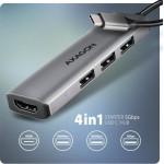 Axagon HMC-H3A Wieloportowy hub USB 4in1, 5Gbps, 3x USB-A (2x USB2.0, 1x USB3.0) + HDMI 4K/30Hz, metal, 15cm USB-C kabel