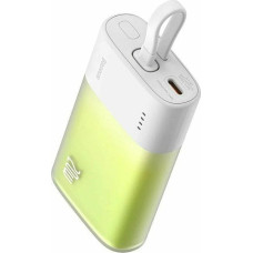 Baseus Powerbank Baseus Popsicle 5200mAh 20W z wbudowanym kablem Lightning (+ biały kabel Baseus Simple USB-C - USB-C 60W/20V/3A/30cm) - biało-zielony