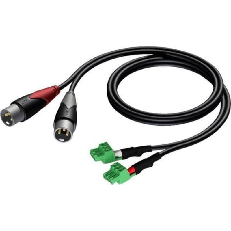 Procab Kabel Procab PROCAB Kabel 2x XLR Męski - 2x Kostka elektryczna (3 TORY-3,81MM) 1,5 m