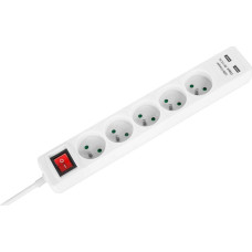 Rebel Przedłużacz sieciowy Rebel 5 gniazd + 2 gniazda USB z wyłącznikiem -1,5m