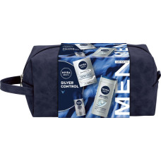 Alkotest NIVEA_SET Silver Control balsam po goleniu 100ml + antyperspirant roll-on 50ml + żel pod prysznic 250ml + kosmetyczka