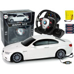 Leantoys Import LEANToys Auto Zdalnie Sterowane BMW M3 Białe 2,4 G Pilot Kierownica 1:18 Dźwięk Światła