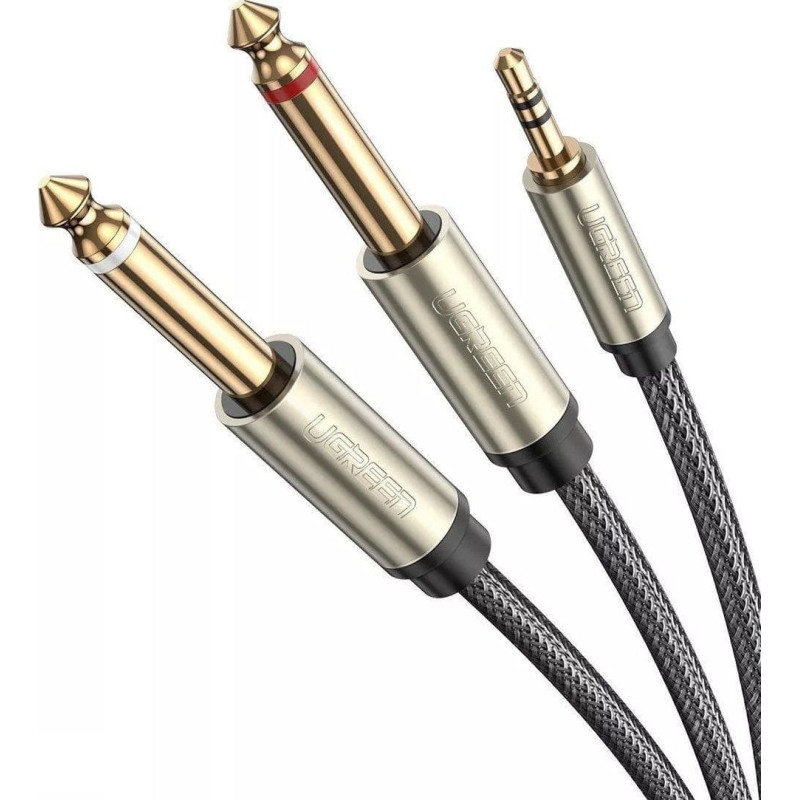 Ugreen Kabel Ugreen Jack 3.5mm - Jack 6.3mm x2 1m szary (UGR544GRY)