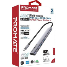 Promate LinkHub-5X Hub HDMI 4K@60Hz / USB-C PD100W