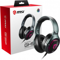 MSI IMMERSE GH50 7.1 Virtual Surround Sound RGB Gaming Headset 'Black with Ambient Dragon Logo, RGB Mystic Light, USB, inline audio controller, 40mm Drivers, detachable Mic'