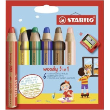 Stabilo Kredki Woody 3w1 6 kol + temperówka STABILO