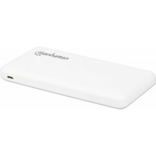 Manhattan Power Bank, 10000 mAh, Output: 2x USB-A (2.1A & 1A), Input: USB-C & Micro-USB (both 2A), White, One Year Warranty, Blister