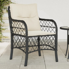 Vidaxl VidaXL Patio Chairs with Cushions 2 pcs Black Poly Rattan