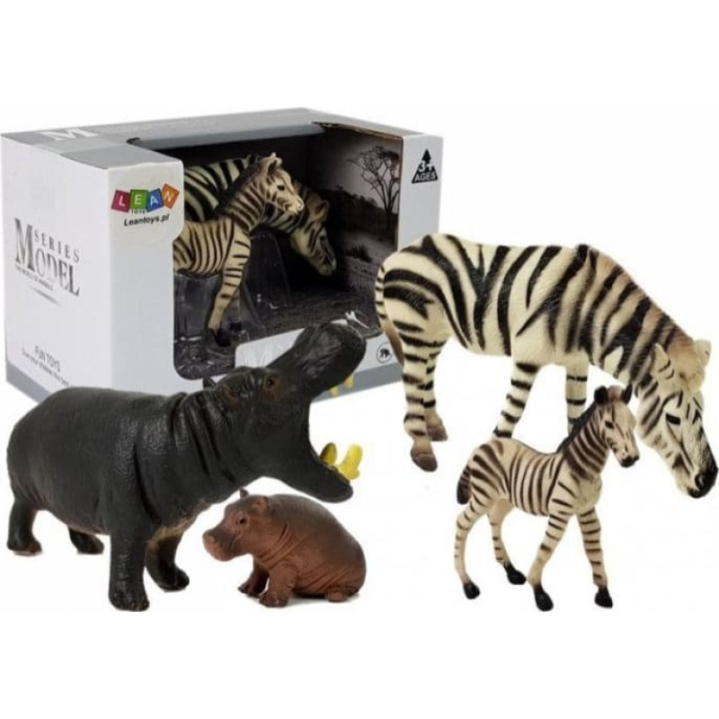 Leantoys Figurka LeanToys Zwierzęta Afrykańskie - Hipopotam, zebra (7116)