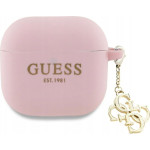 Guess GUA4LECG4P AirPods 4 cover          różowy/pink Silicone 4G Charm