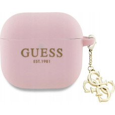 Guess GUA4LECG4P AirPods 4 cover          różowy/pink Silicone 4G Charm