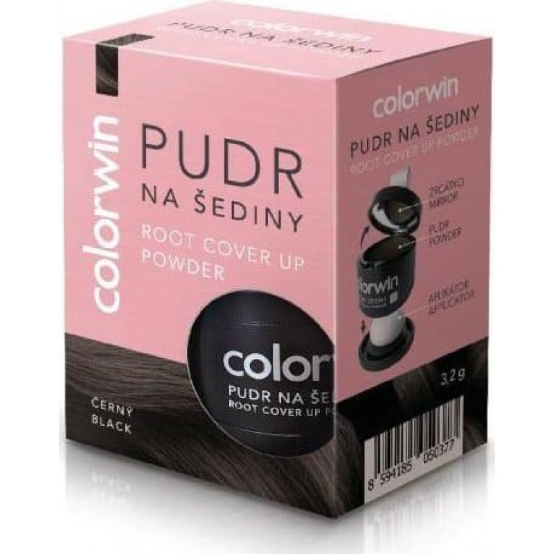 Colorwin Puder kryjący odrost i zwiększający objętość włosów Czarny 3.2g