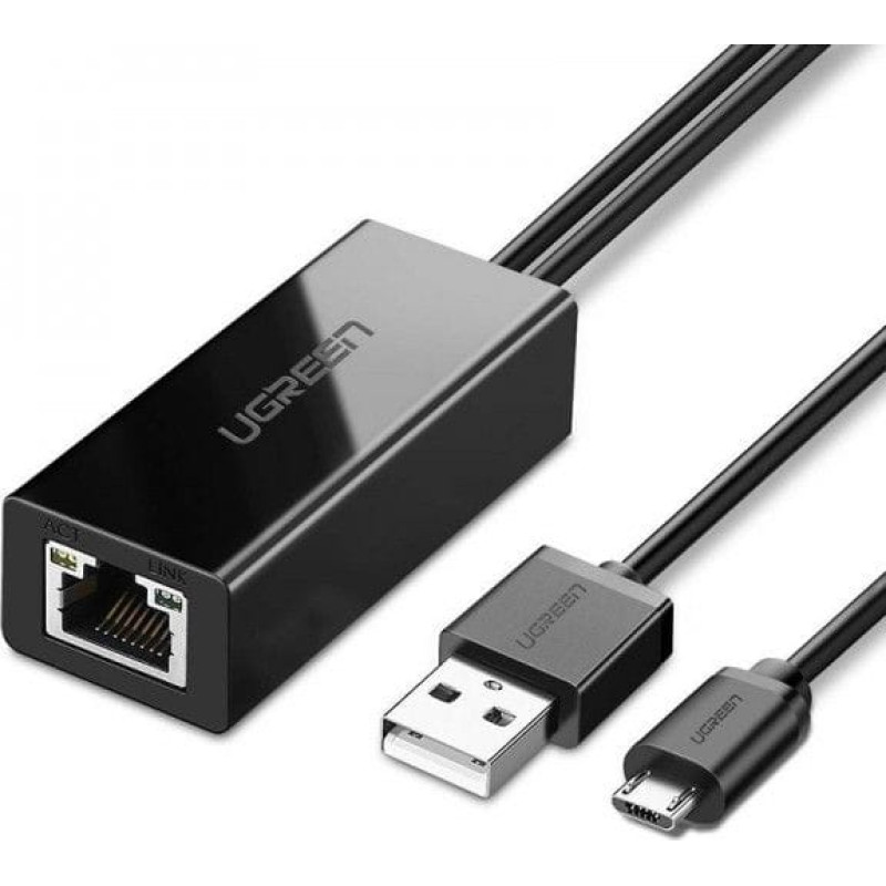 Ugreen Adapter sieciowy UGREEN 30985 Micro USB do RJ45, do TV sticków i Chromecastów (czarny)