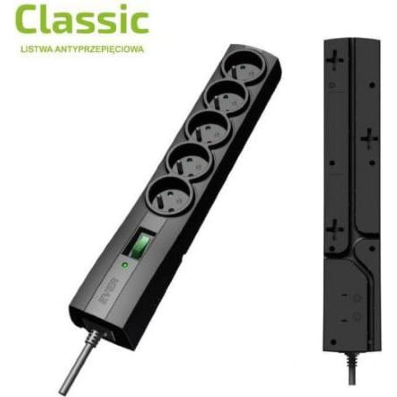 Ever T/LZ09-CLA050/0000 Surge protector Power strip Black 5 sockets