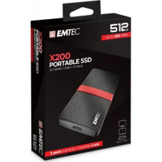 Emtec Dysk zewnętrzny Emtec SSD Portable X200 1 TB Czarno-czerwony (ECSSD1TX200)