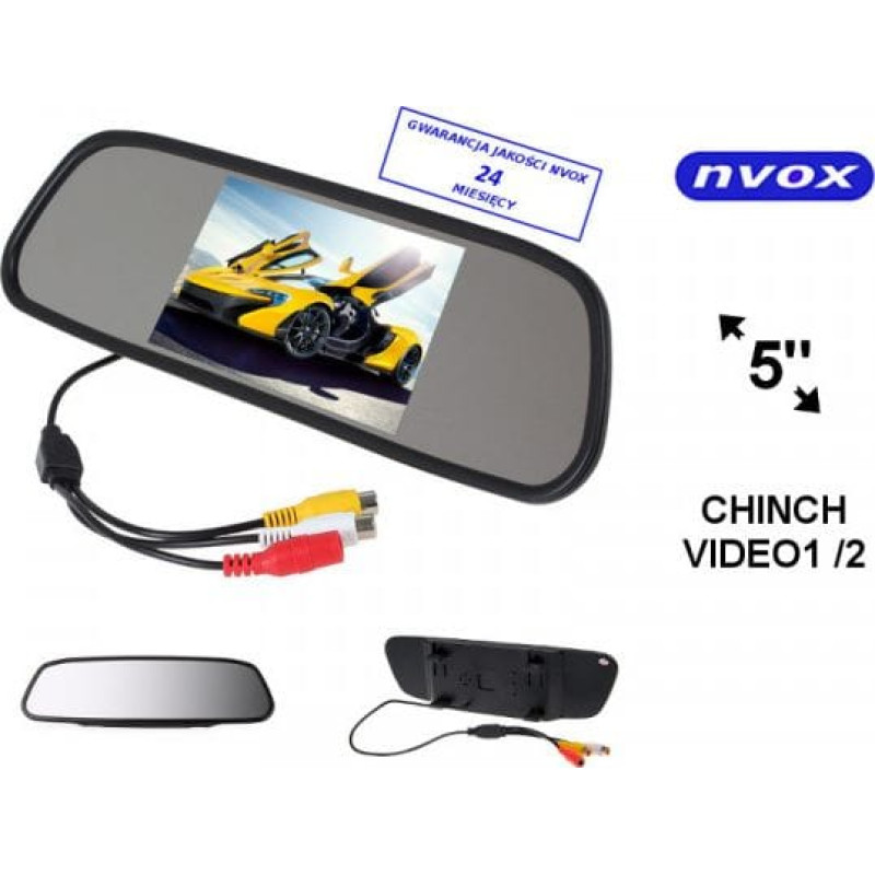 Nvox Monitor samochodowy cofania LCD 5cali cali LED w lusterku wstecznym AV 12V (NW5005M)